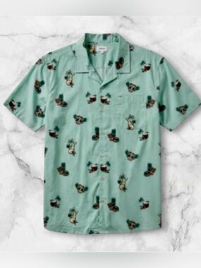 Sonoma Hawaiian Camp Shirt~ Tiki mask, coconut, pineapple print